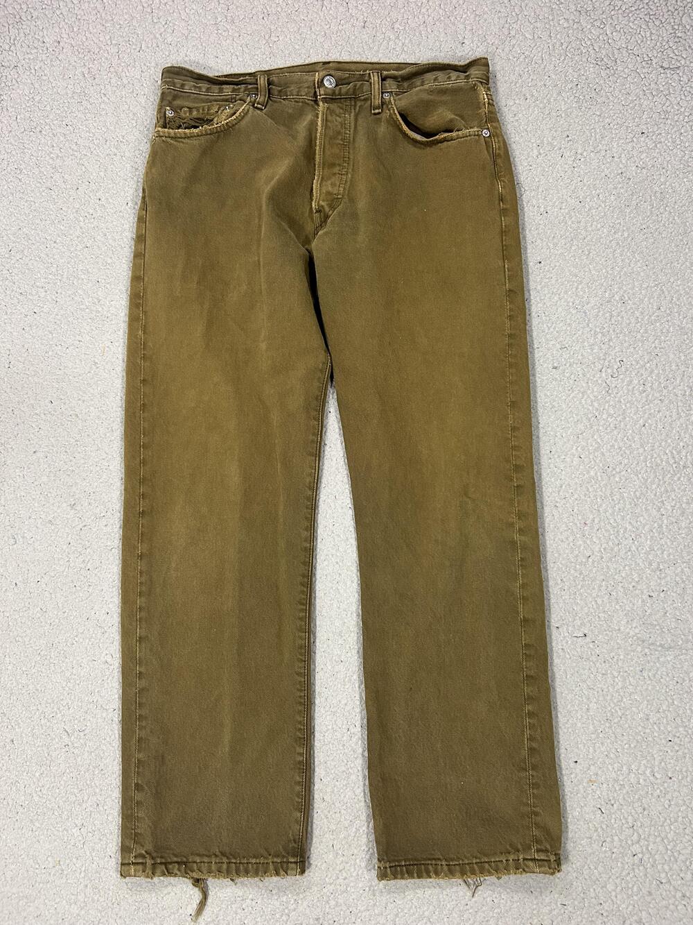 Vintage Levis 501 Jeans Mens 34x30 Brown Straight Leg Button Fly Denim USA